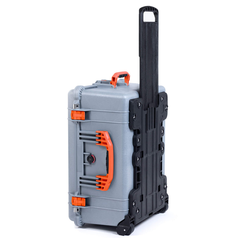 Pelican 1610 Case, Silver with Orange Handles and Latches ColorCase 