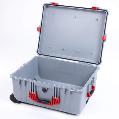 Pelican 1610 Case, Silver with Red Handles and Latches None (Case Only) ColorCase 016100-0000-180-320