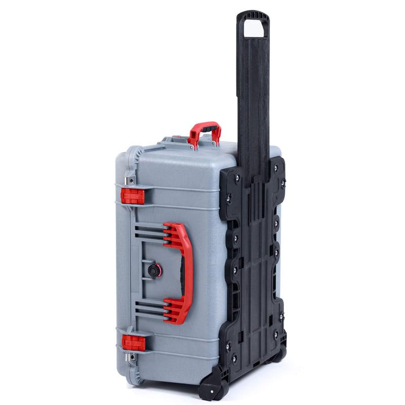 Pelican 1610 Case, Silver with Red Handles and Latches ColorCase 