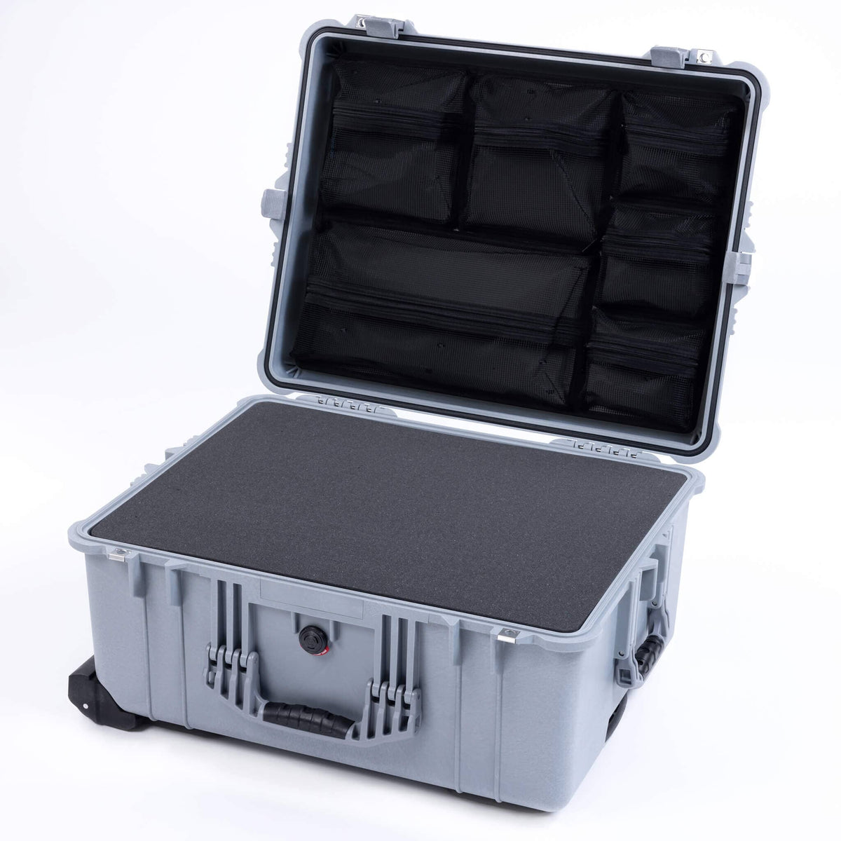 Pelican 1610 Case, Silver Pick &amp; Pluck Foam with Mesh Lid Organizer ColorCase 016100-0101-180-180