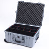 Pelican 1610 Case, Silver TrekPak Divider System with Convoluted Lid Foam ColorCase 016100-0020-180-180