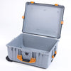 Pelican 1610 Case, Silver with Yellow Handles and Latches None (Case Only) ColorCase 016100-0000-180-240
