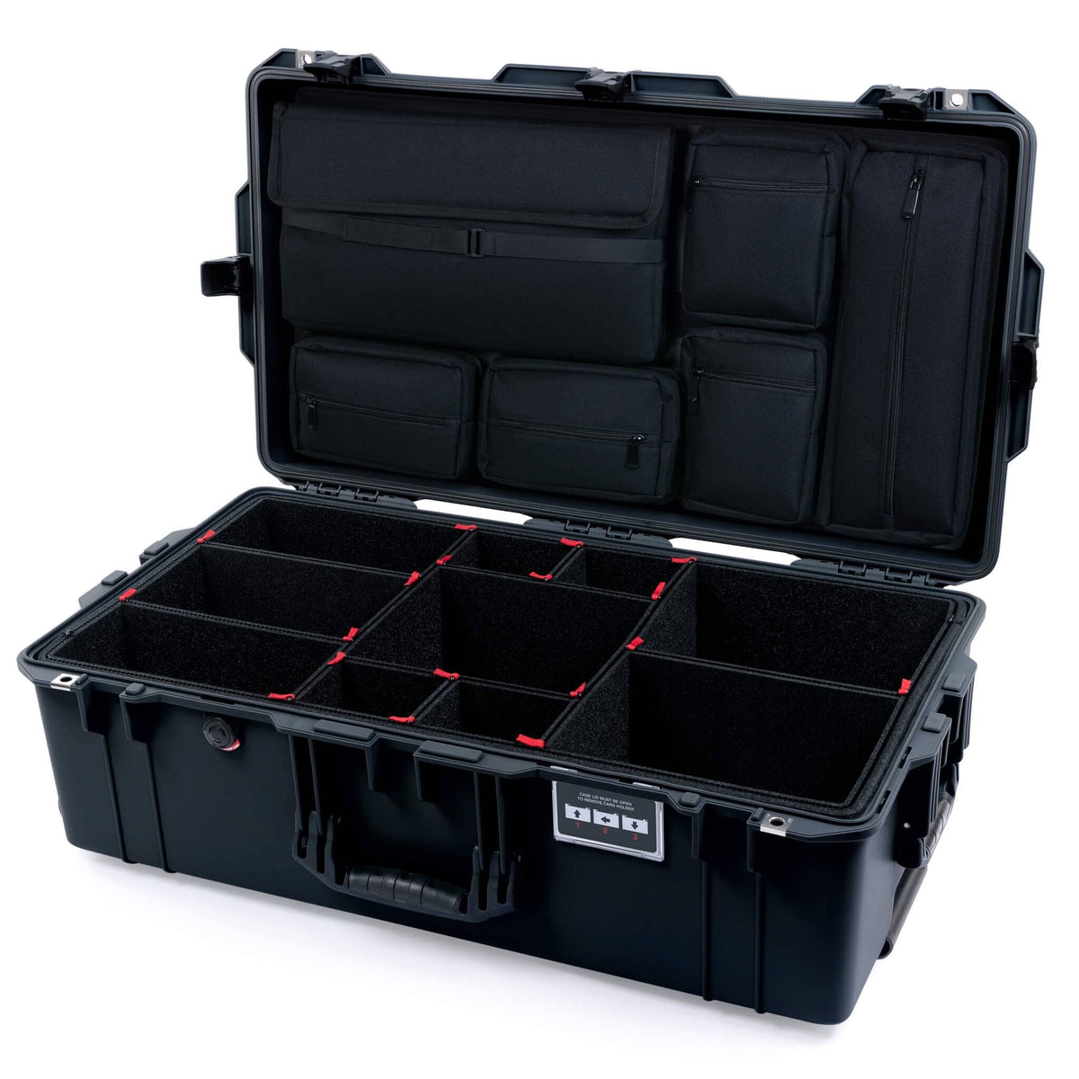 Pelican 1615 Air Case - Black TrekPak Divider System with Laptop Computer Lid Pouch ColorCase 016150-0220-110-111