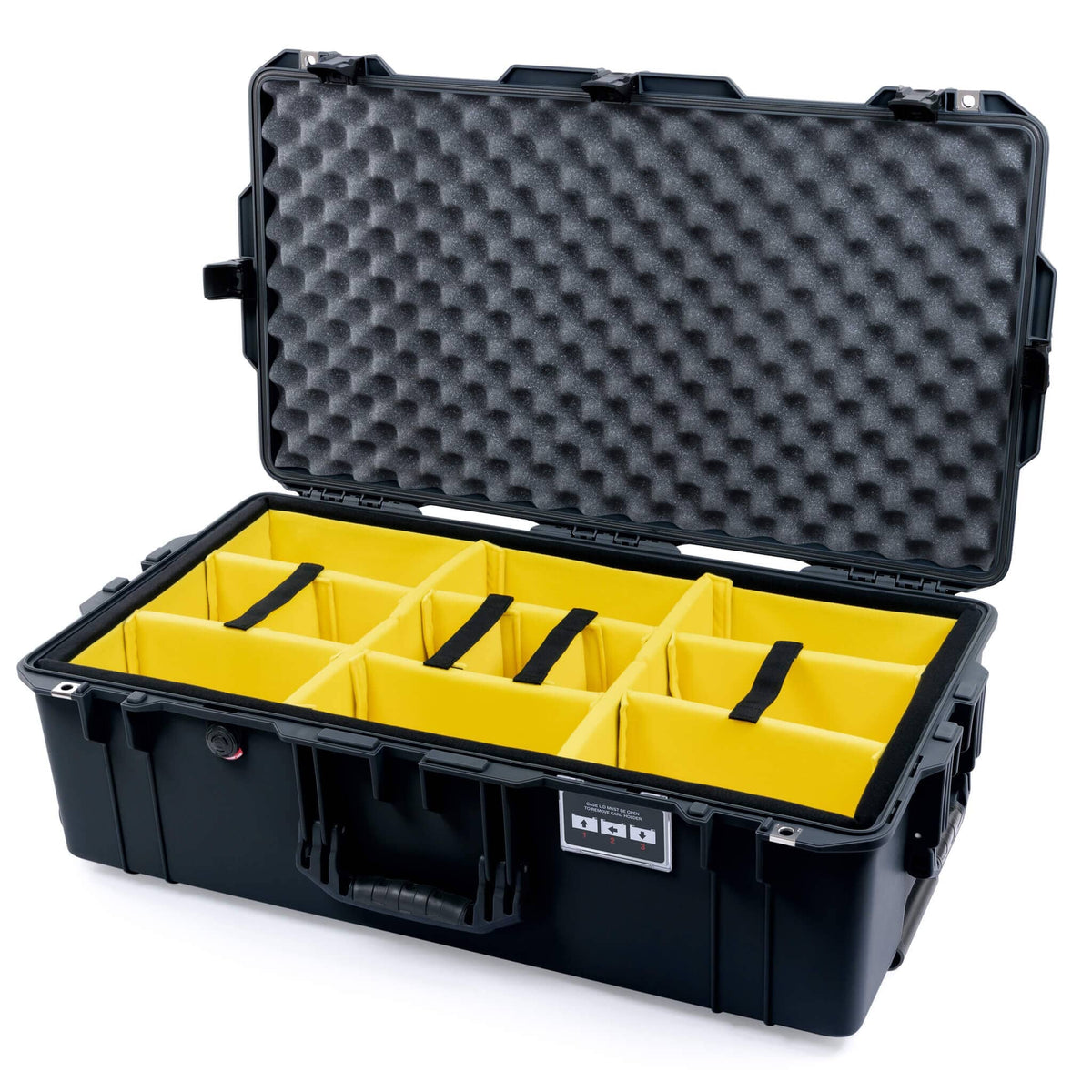 Pelican 1615 Air Case - Black Yellow Padded Microfiber Dividers / Convoluted Lid Foam ColorCase 016150-0010-110-111