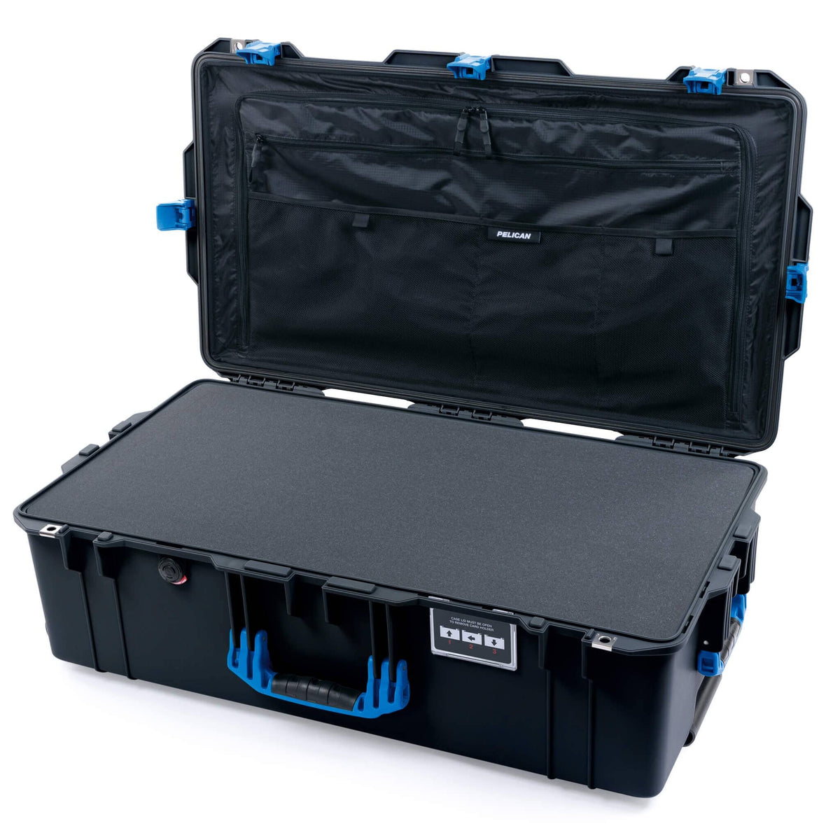 Pelican 1615 Air Case - Black &amp; Blue Pick &amp; Pluck Foam / TRVL Lid Organizer ColorCase 016150-0301-110-121