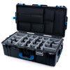 Pelican 1615 Air Case, Black with Blue Handles & Latches Gray Padded Microfiber Dividers with Laptop Computer Lid Pouch ColorCase 016150-0270-110-121