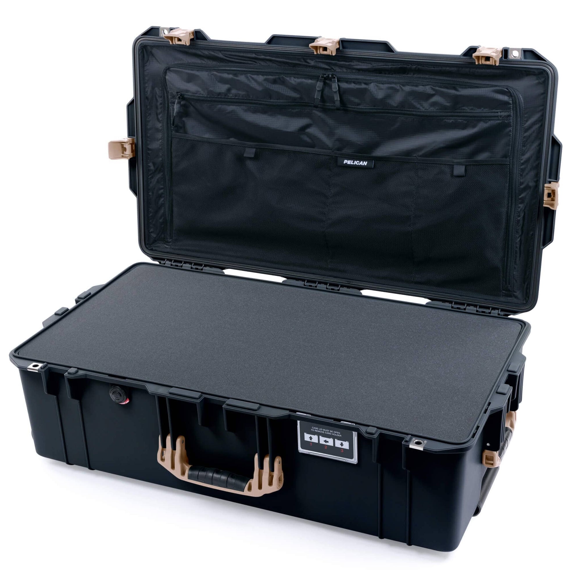 Pelican 1615 Air Case - Black & Desert Tan Pick & Pluck Foam / TRVL Lid Organizer ColorCase 016150-0301-110-311