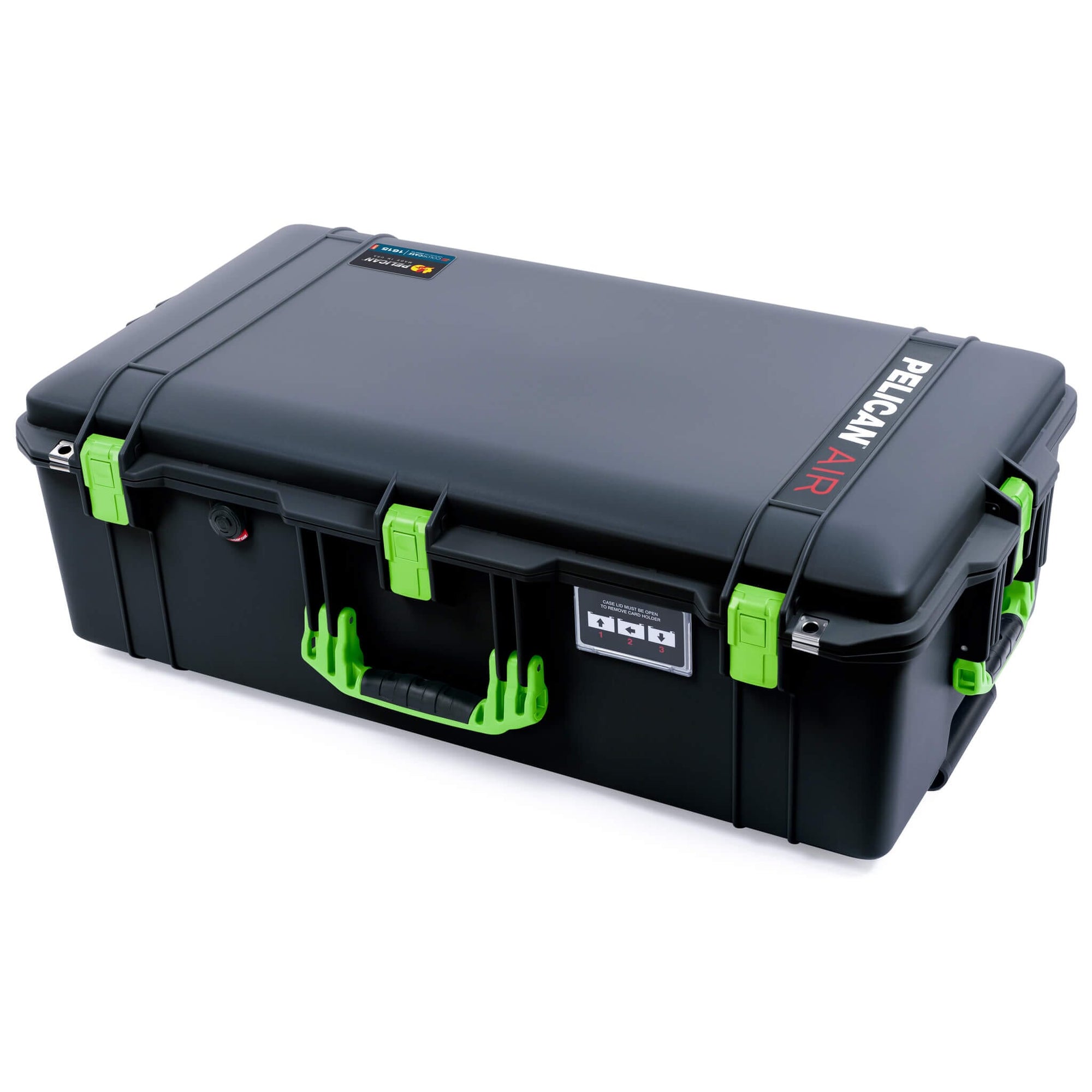 Pelican 1615 Air Case, Black with Lime Green Handles & Latches ColorCase 