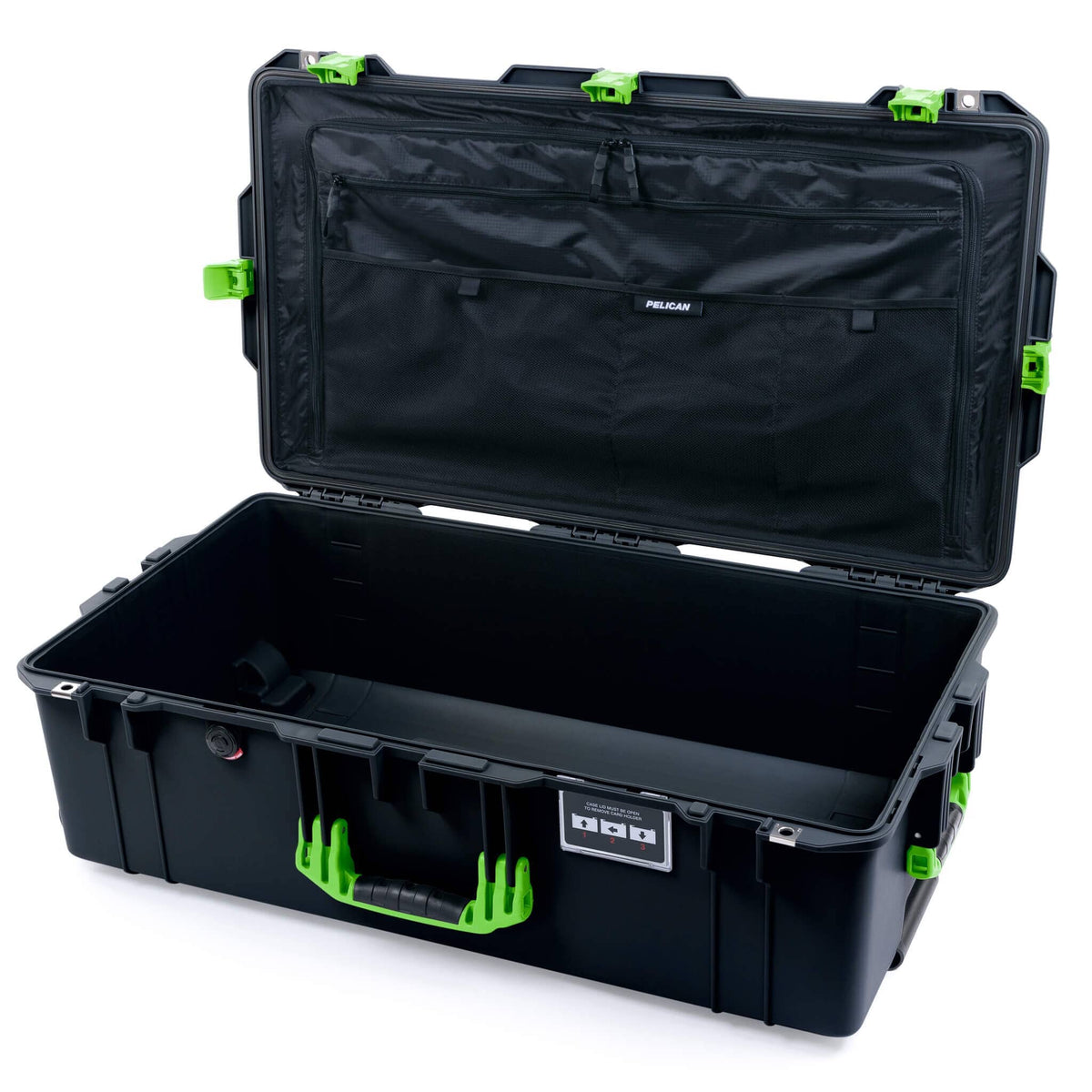 Pelican 1615 Air Case - Black &amp; Lime Green Combo-Pouch Lid Organizer Only ColorCase 016150-0300-110-301