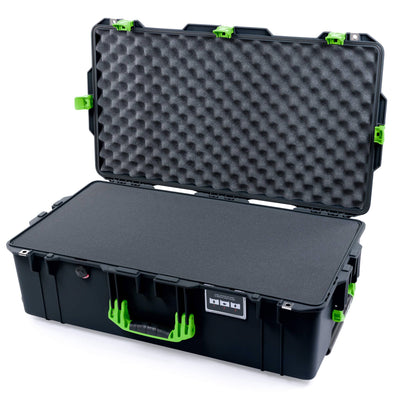 Pelican 1615 Air Case, Black with Lime Green Handles & Latches Pick & Pluck Foam with Convoluted Lid Foam ColorCase 016150-0001-110-301