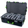 Pelican 1615 Air Case, Black with Lime Green Handles & Latches Gray Padded Microfiber Dividers with Convoluted Lid Foam ColorCase 016150-0070-110-301