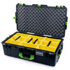 Pelican 1615 Air Case, Black with Lime Green Handles & Latches Yellow Padded Microfiber Dividers with Convoluted Lid Foam ColorCase 016150-0010-110-301
