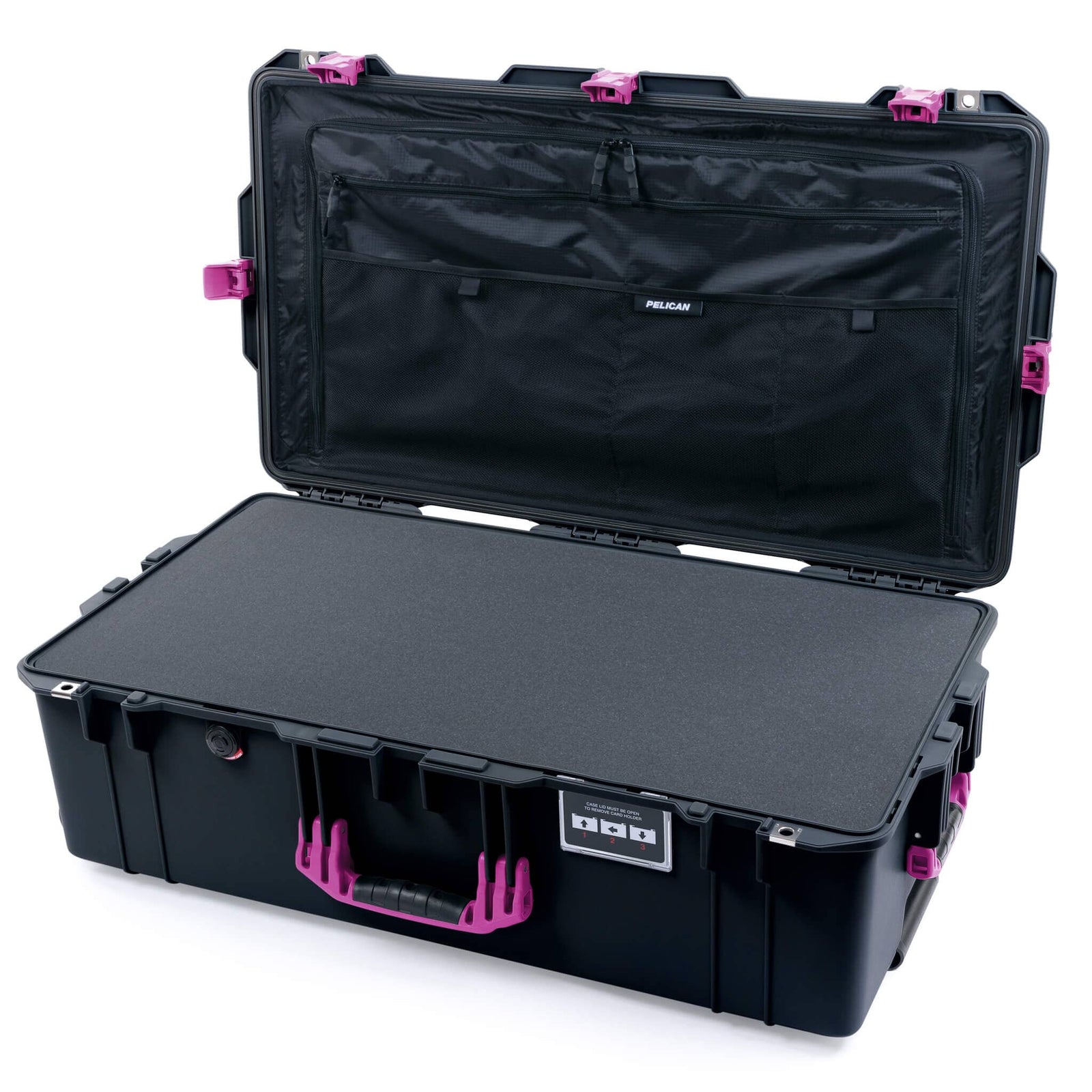 Pelican 1615 Air Case - Black & Magenta Pick & Pluck Foam / TRVL Lid Organizer ColorCase 016150-0301-110-401