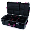 Pelican 1615 Air Case, Black with Magenta Handles, Latches & Trolley TrekPak Divider System with Laptop Computer Lid Pouch ColorCase 016150-0220-110-401-400