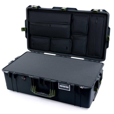 Pelican 1615 Air Case, Black with OD Green Handles & Latches Pick & Pluck Foam with Laptop Computer Lid Pouch ColorCase 016150-0201-110-131
