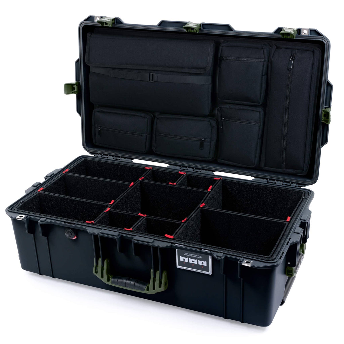 Pelican 1615 Air Case - Black &amp; OD Green TrekPak Divider System with Laptop Computer Lid Pouch ColorCase 016150-0220-110-131