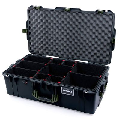 Pelican 1615 Air Case, Black with OD Green Handles & Latches TrekPak Divider System with Convoluted Lid Foam ColorCase 016150-0020-110-131