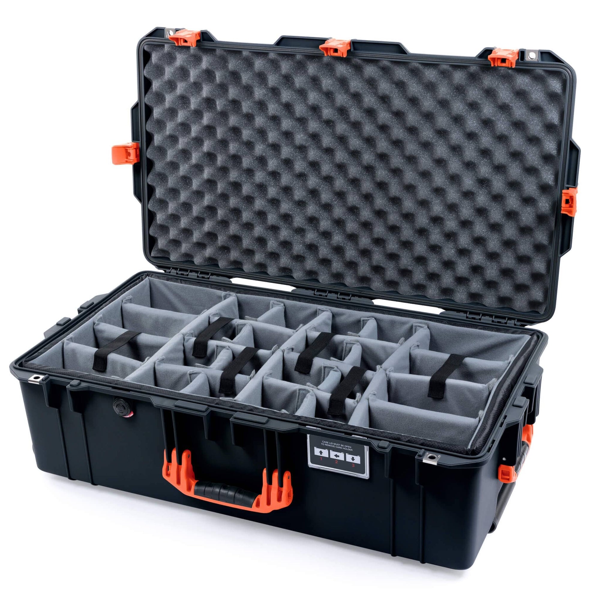 Pelican 1615 Air Case - Black & Orange Padded Microfiber Dividers / Convoluted Lid Foam ColorCase 016150-0070-110-151