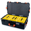 Pelican 1615 Air Case, Black with Orange Handles & Latches Yellow Padded Microfiber Dividers with Convoluted Lid Foam ColorCase 016150-0010-110-151