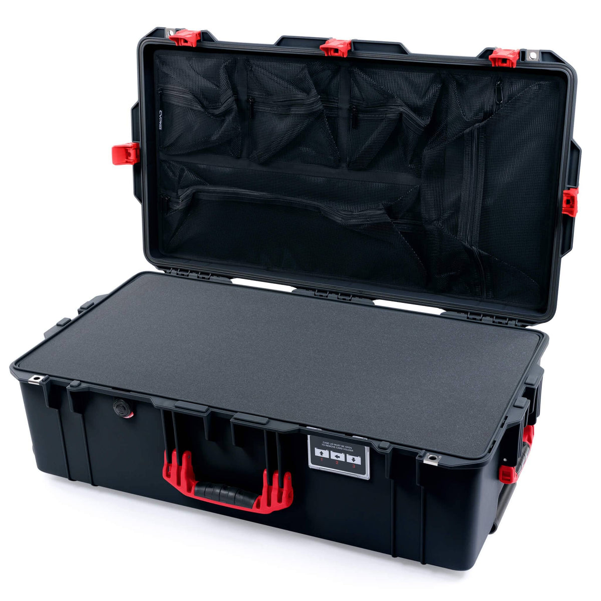 Pelican 1615 Air Case - Black &amp; Red Pick &amp; Pluck Foam with Mesh Lid Organizer ColorCase 016150-0101-110-321