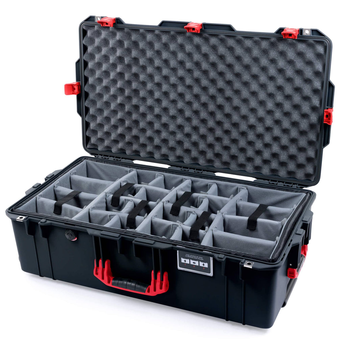 Pelican 1615 Air Case - Black &amp; Red Padded Microfiber Dividers / Convoluted Lid Foam ColorCase 016150-0070-110-321