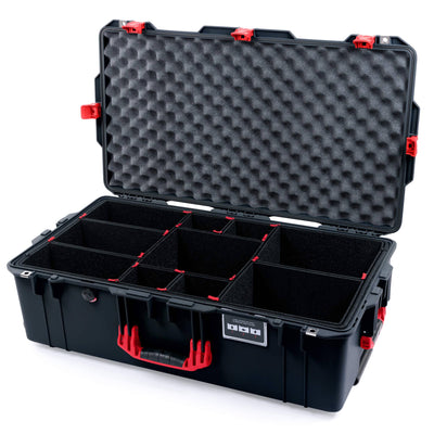 Pelican 1615 Air Case, Black with Red Handles & Latches TrekPak Divider System with Convoluted Lid Foam ColorCase 016150-0020-110-321