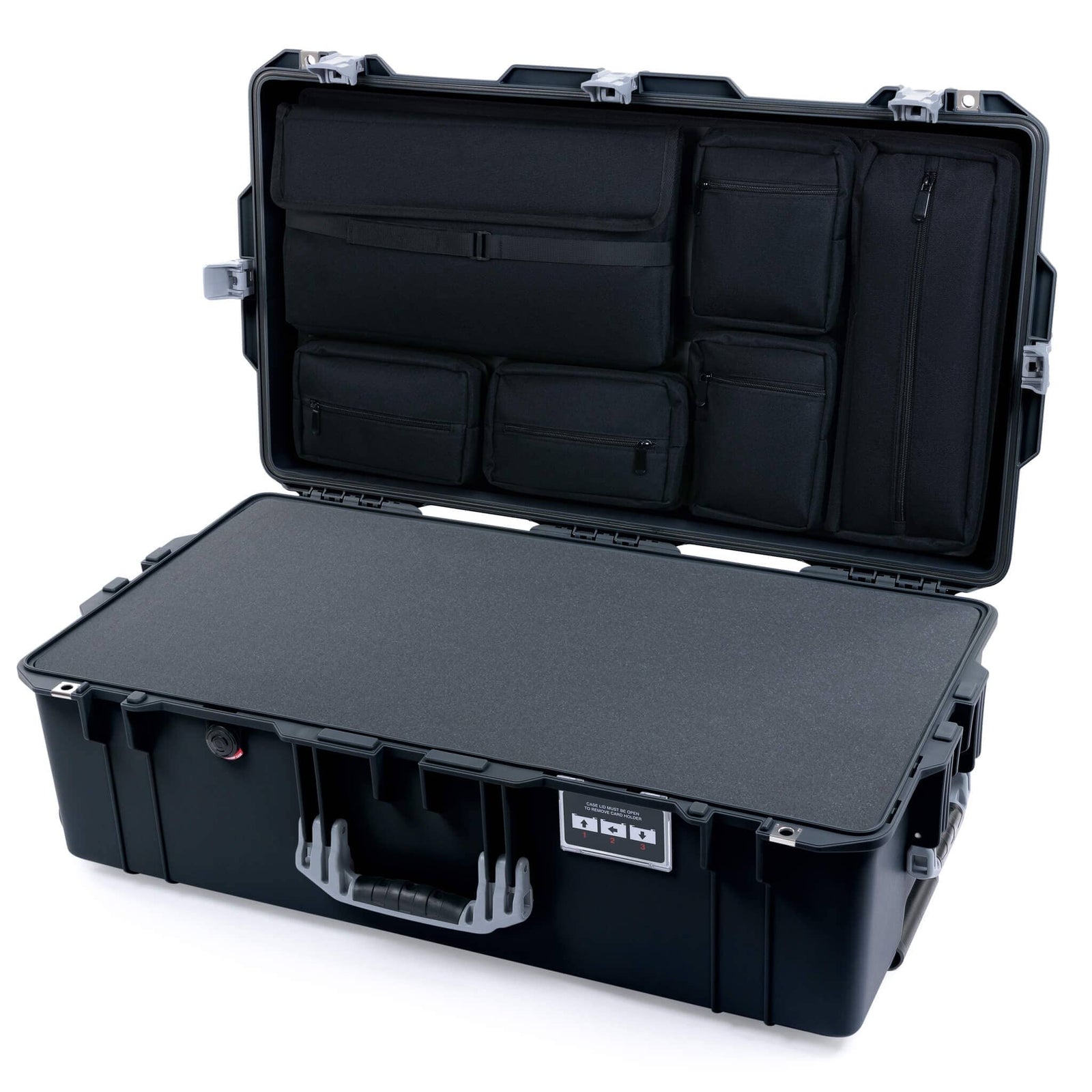 Pelican 1615 Air Case - Black & Silver Pick & Pluck Foam with Laptop Computer Lid Pouch ColorCase 016150-0201-110-181