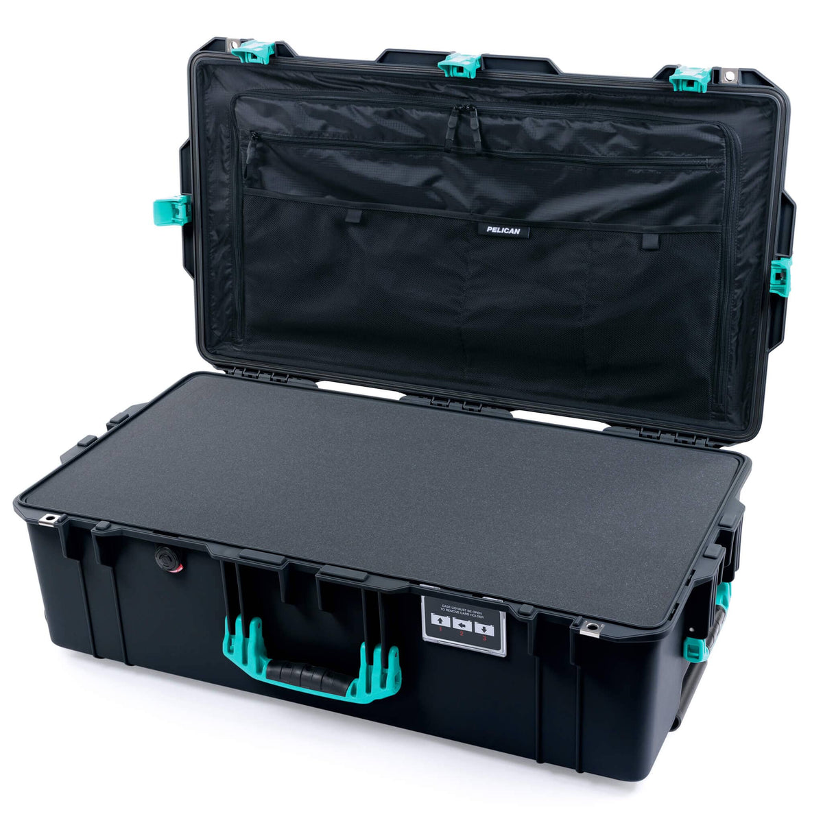 Pelican 1615 Air Case - Black &amp; Teal Pick &amp; Pluck Foam / TRVL Lid Organizer ColorCase 016150-0301-110-591