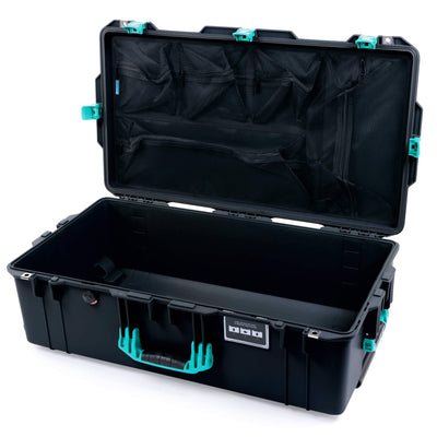 Pelican 1615 Air Case, Black with Teal Handles, Latches & Trolley Mesh Lid Organizer Only ColorCase 016150-0100-110-591-590