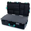 Pelican 1615 Air Case, Black with Teal Handles, Latches & Trolley Pick & Pluck Foam with Laptop Computer Lid Pouch ColorCase 016150-0201-110-591-590