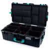 Pelican 1615 Air Case, Black with Teal Handles, Latches & Trolley TrekPak Divider System with Laptop Computer Lid Pouch ColorCase 016150-0220-110-591-590