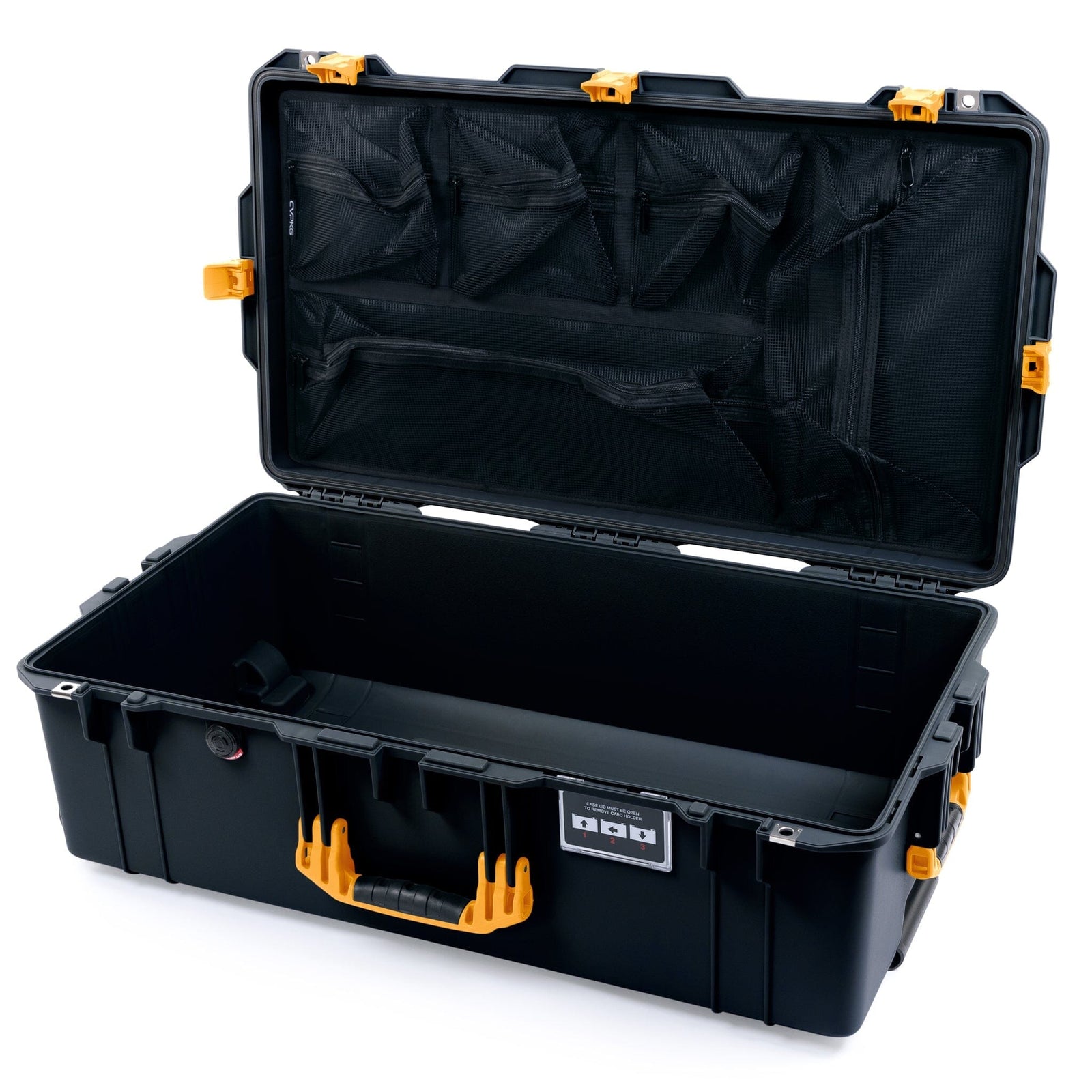 Pelican 1615 Air Case - Black & Yellow Mesh Lid Organizer Only ColorCase 016150-0100-110-241