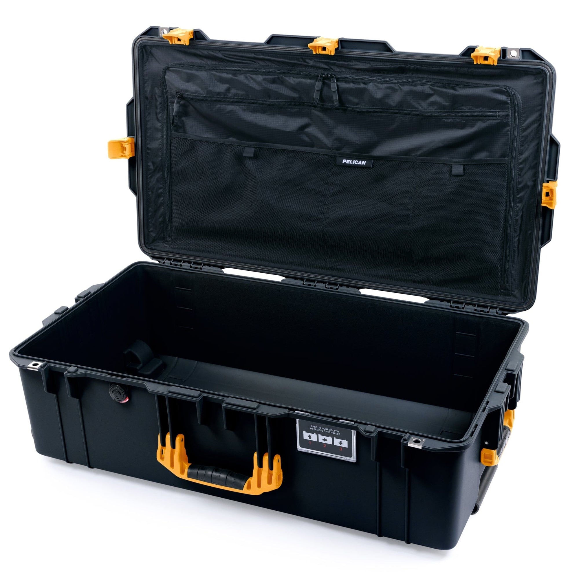 Pelican 1615 Air Case - Black & Yellow Combo-Pouch Lid Organizer Only ColorCase 016150-0300-110-241