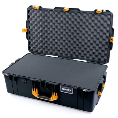 Pelican 1615 Air Case, Black with Yellow Handles & Latches Pick & Pluck Foam with Convolute Lid Foam ColorCase 016150-0001-110-241