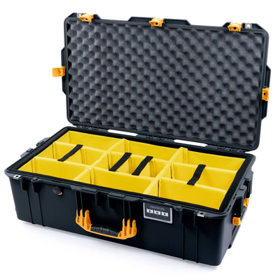 Pelican 1615 Air Case, Black with Yellow Handles & Latches Yellow Padded Microfiber Dividers with Convolute Lid Foam ColorCase 016150-0010-110-241