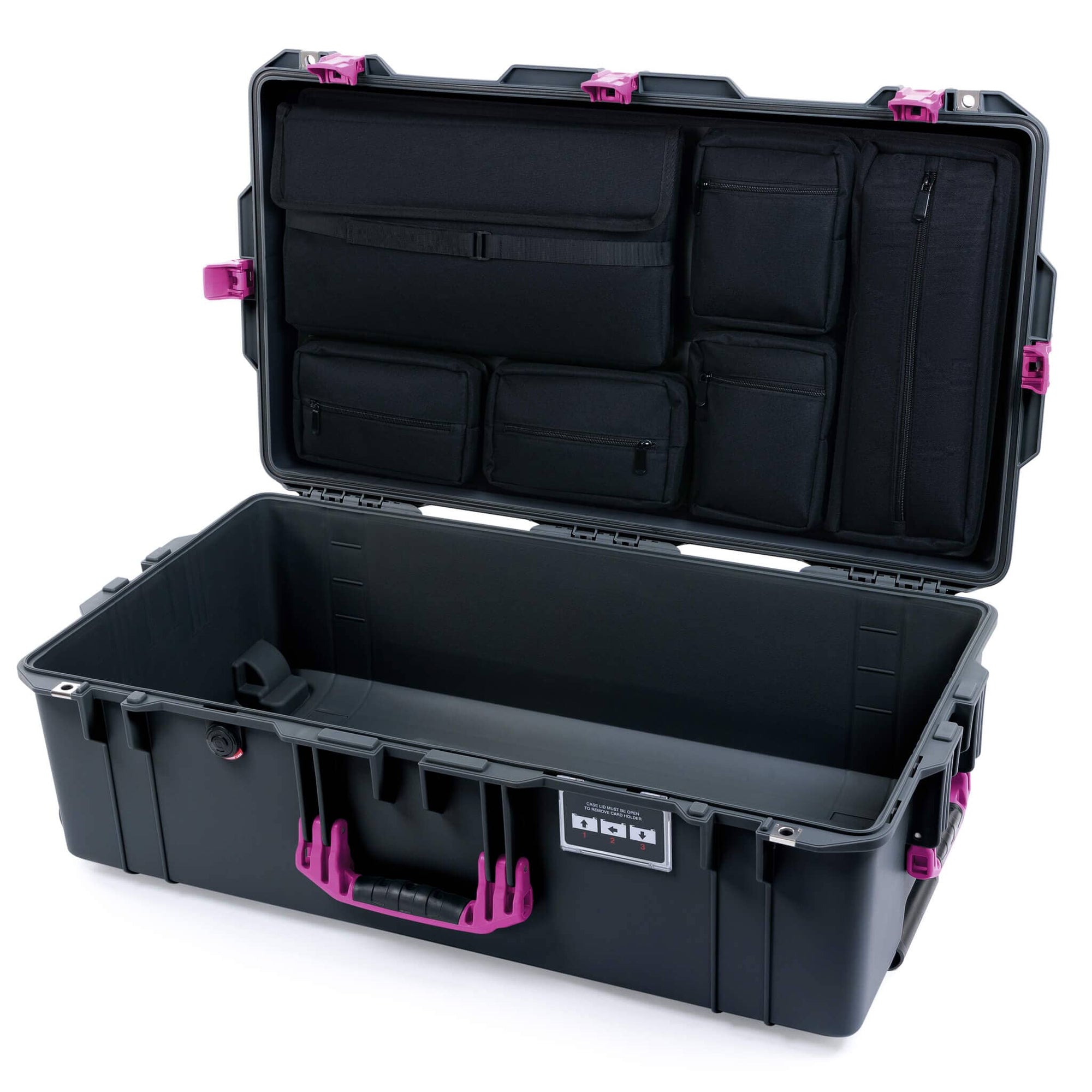 Pelican 1615 Air Case, Charcoal with Magenta Handles & Latches Laptop Computer Lid Pouch Only ColorCase 016150-0200-520-401