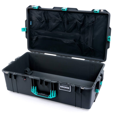 Pelican 1615 Air Case, Charcoal with Teal Handles, Latches & Trolley Mesh Lid Organizer Only ColorCase 016150-0100-520-591-590