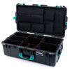 Pelican 1615 Air Case, Charcoal with Teal Handles, Latches & Trolley TrekPak Divider System with Laptop Computer Lid Pouch ColorCase 016150-0220-520-591-590