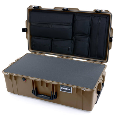 Pelican 1615 Air Case, Dark Desert Dirt with Black Handles & Latches Pick & Pluck Foam with Laptop Computer Lid Pouch ColorCase 016150-0201-580-111