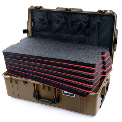 Pelican 1615 Air Case, Dark Desert Dirt with Black Handles & Latches Custom Tool Kit (6 Foam Inserts with Mesh Lid Organizer) ColorCase 016150-0160-580-111