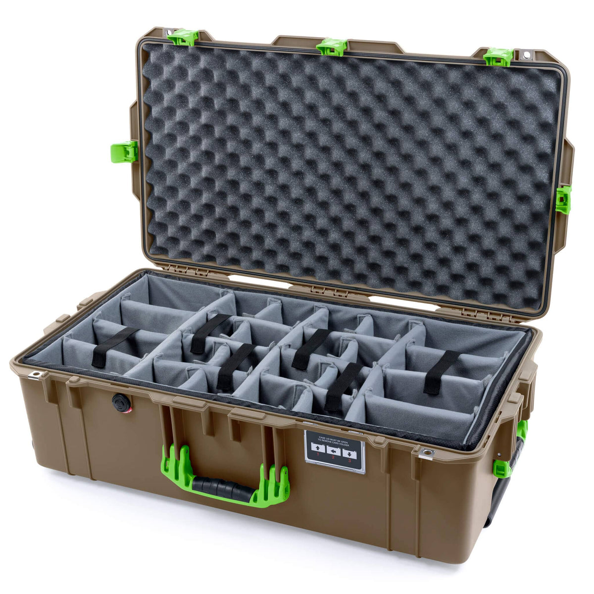 Pelican 1615 Air Case - Dark Desert Dirt &amp; Lime Green