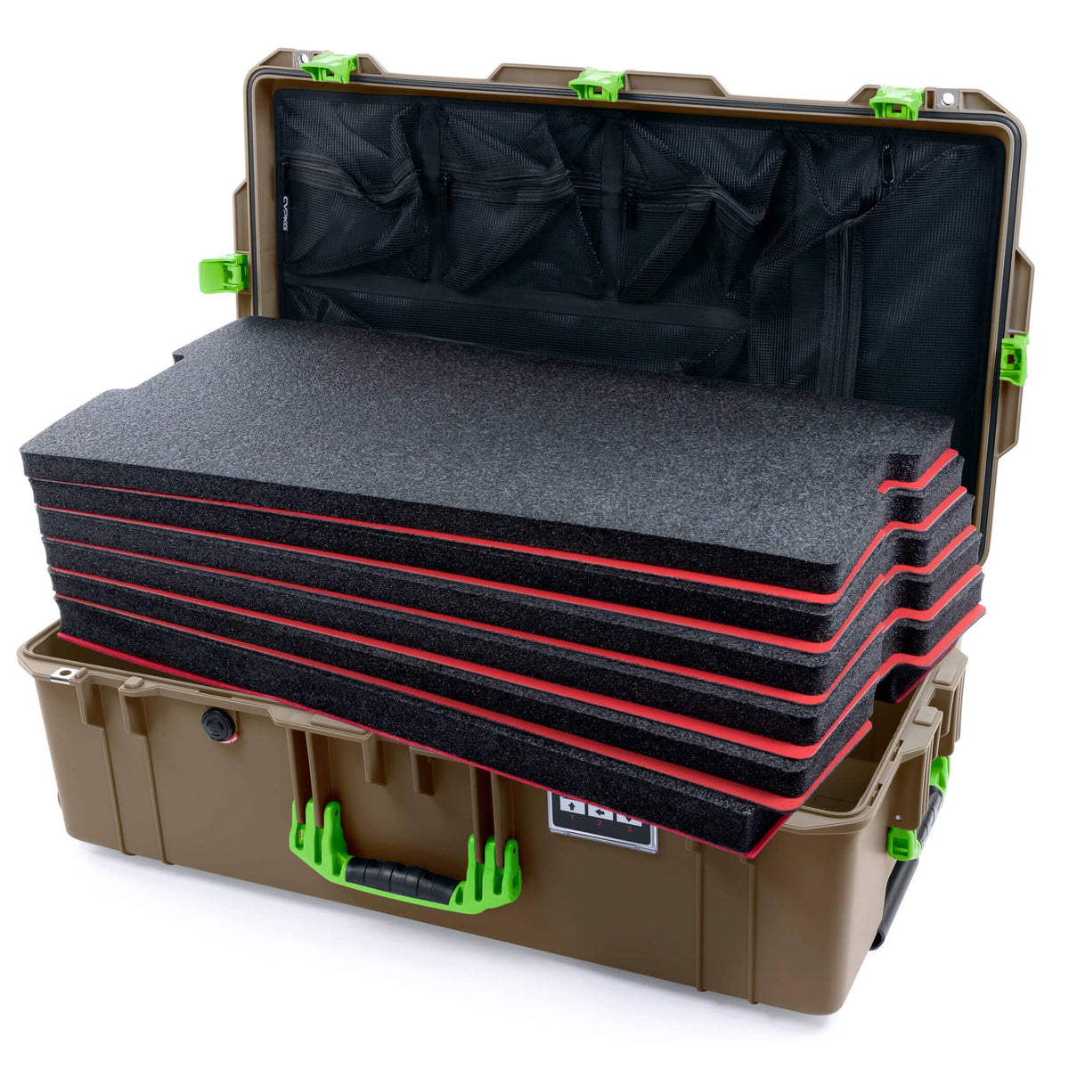 Pelican 1615 Air Case - Dark Desert Dirt &amp; Lime Green