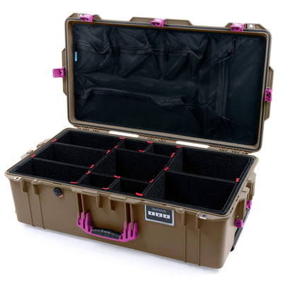 Pelican 1615 Air Case, Dark Desert Dirt with Magenta Handles & Latches TrekPak Divider System with Mesh Lid Organizer ColorCase 016150-0120-580-401