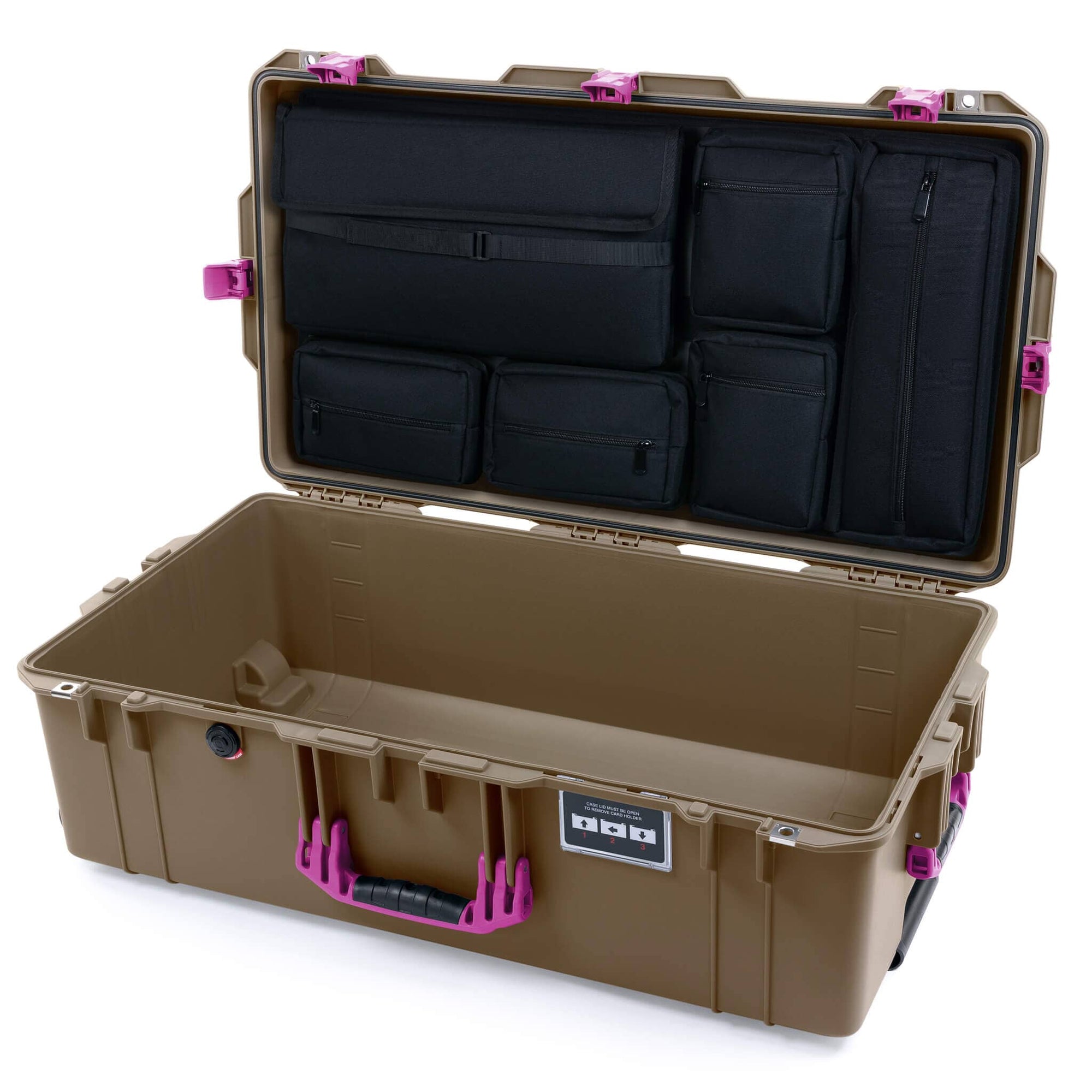 Pelican 1615 Air Case, Dark Desert Dirt with Magenta Handles, Latches & Trolley Laptop Computer Lid Pouch Only ColorCase 016150-0200-580-401-400