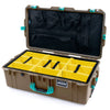 Pelican 1615 Air Case, Dark Desert Dirt with Teal Handles, Latches & Trolley Yellow Padded Microfiber Dividers with Mesh Lid Organizer ColorCase 016150-0110-580-591-590