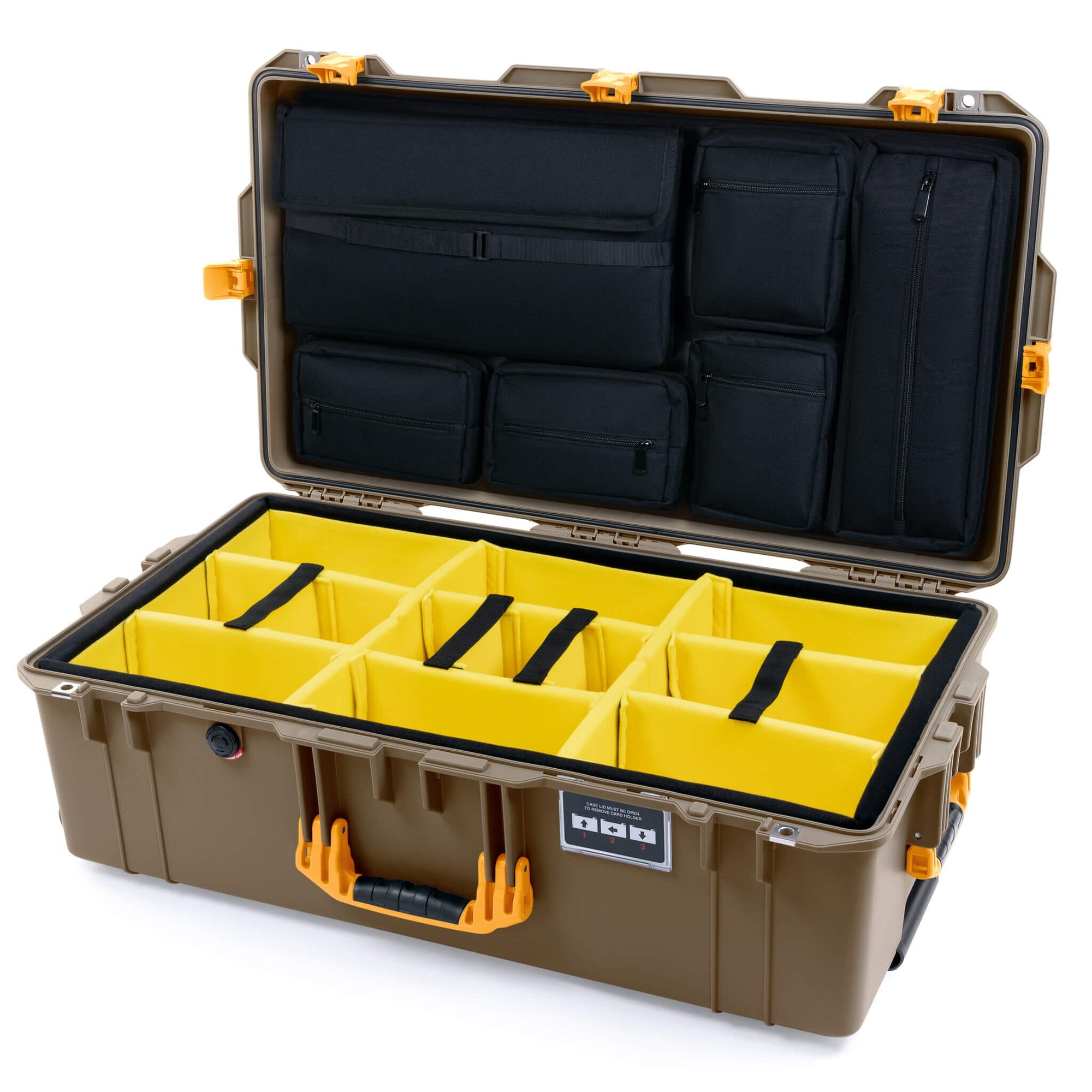 Pelican 1615 Air Case, Dark Desert Dirt with Yellow Handles & Latches ColorCase