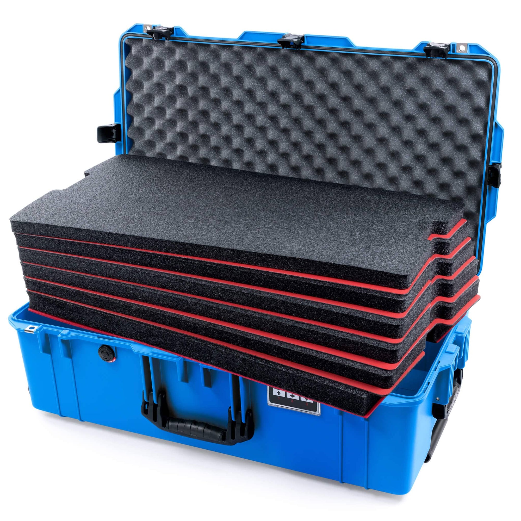 Pelican 1615 Air Case, Electric Blue with Black Handles & TSA Locking Latches Custom Tool Kit (6 Foam Inserts with Convoluted Lid Foam) ColorCase 016150-0060-120-L10