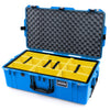 Pelican 1615 Air Case, Electric Blue with Black Handles & TSA Locking Latches & Trolley Yellow Padded Microfiber Dividers with Convoluted Lid Foam ColorCase 016150-0010-120-L10-110