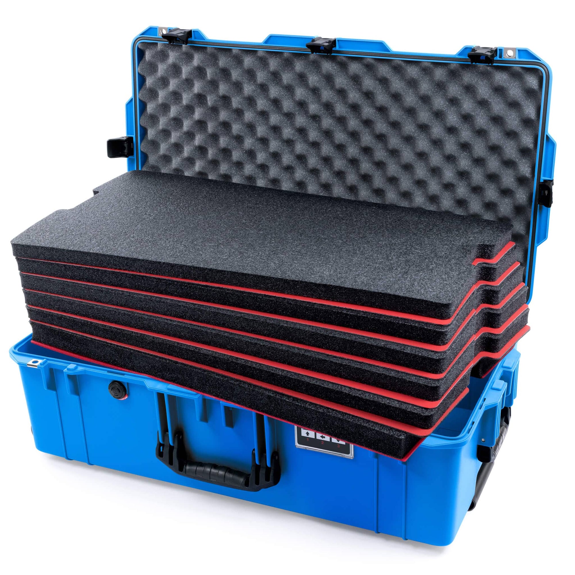 Pelican 1615 Air Case, Electric Blue with Black Handles & Latches Custom Tool Kit (6 Foam Inserts with Convoluted Lid Foam) ColorCase 016150-0060-120-111