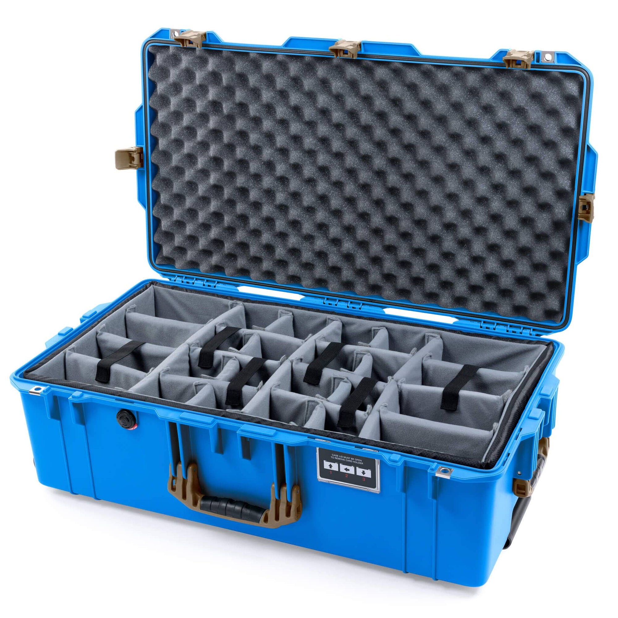 Pelican 1615 Air Case, Electric Blue with Dark Desert Dirt Handles & Latches Gray Padded Microfiber Dividers with Convoluted Lid Foam ColorCase 016150-0070-120-581